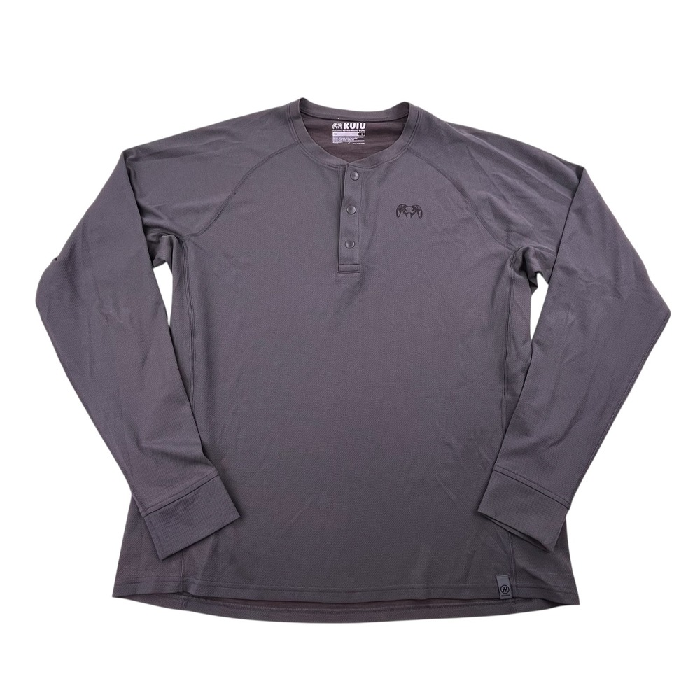KUIU Pro Henley Nuyarn Merino Wool Base Layer Hunting Shirt Mens Large Gray